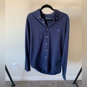 Ralph Lauren - Navy Blue collared button down shirt. Men’s size XL